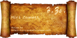 Hiri Zsanett névjegykártya